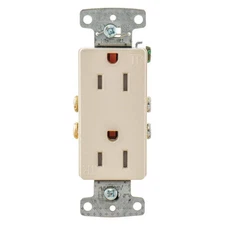 HUBBELL RRD15SLATR Receptacle,125VAC,15A,Light Almond 55MU62