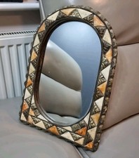 Vintage Distressed Moroccan Arched Mosaic Framed Wall Mirror Hand Made Rare 