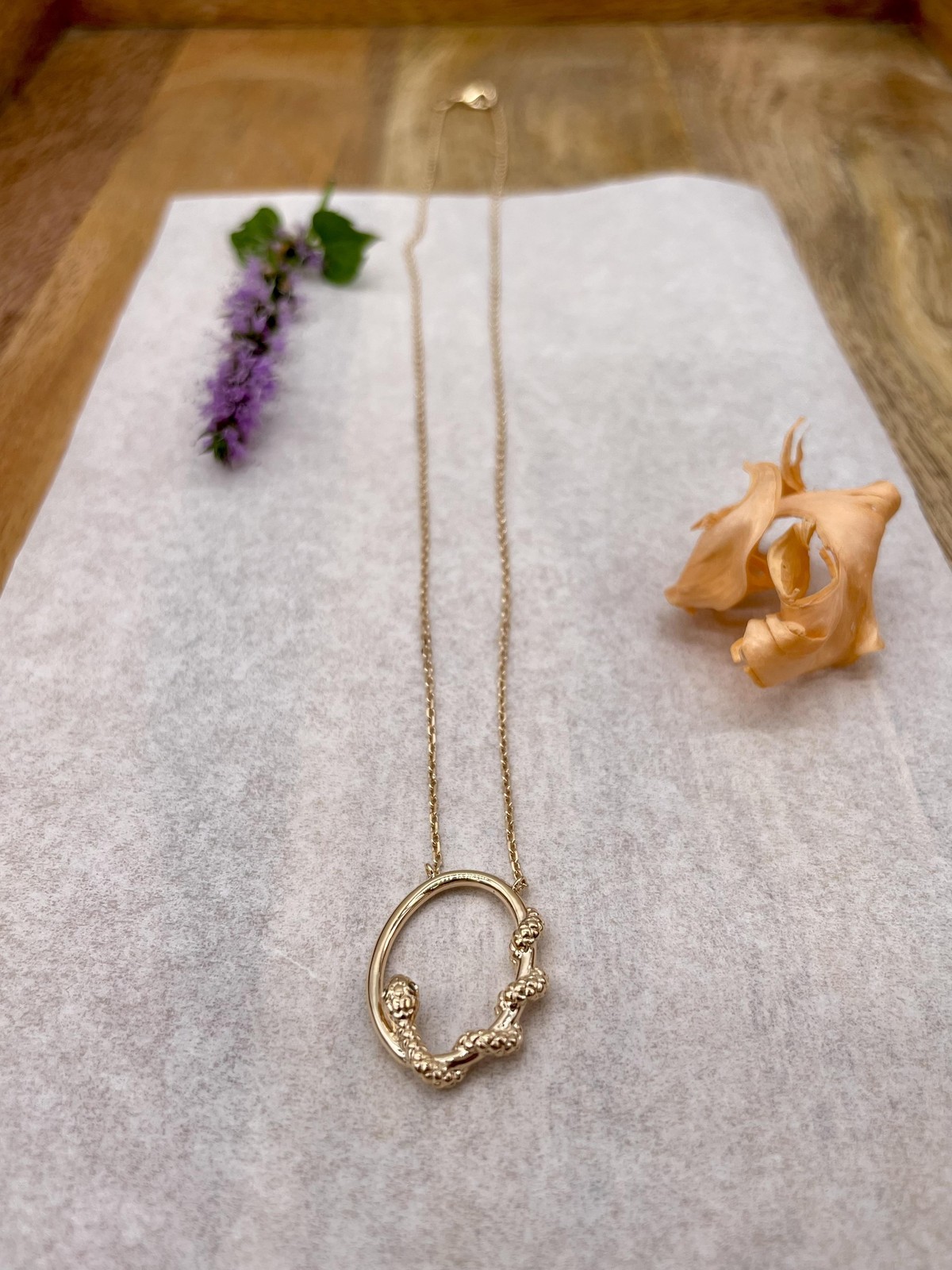 Collier en plaqué or avec pendentif anneau ovale et serpent