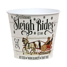 New Farmhouse Primitive VINTAGE OLD FASHION SLEIGH RIDES BUCKET Basket Bowl