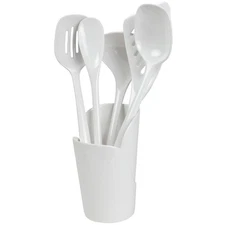 Melamine Cooking Utensils and Crock Set, 6-pc, White