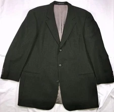 Y2K Hugo Boss Einstein Virgin Wool Green Herringbone USA Made Men 48T Blazer 