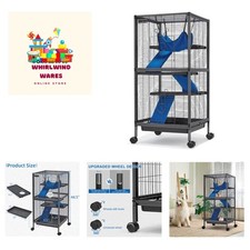 Spacious 45'' Black Metal Critter Nation Cage for Chinchillas, Ferrets  More