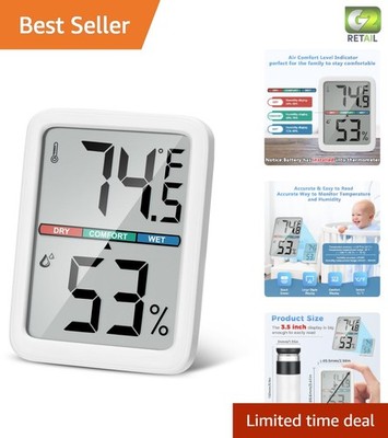 3.5-Inch Easy-Read Hygrometer and Thermometer with Long-Lasting Battery Included
