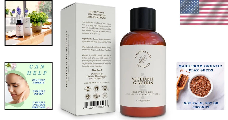 Чистое льняное масло 4 унции — органический увлажняющий бустер на растительной основе для красоты «сделай сам» - Изображение 2 из 4