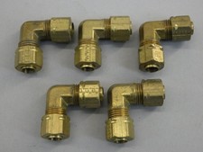 *Lot of 5* Parker Brass Compression Fittings 1/8" Tube 90° Elbow - NEW Surplus!