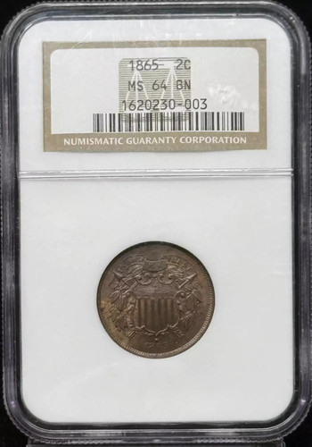 1865 Two cent piece NGC MS-64 BN - Picture 1 of 2