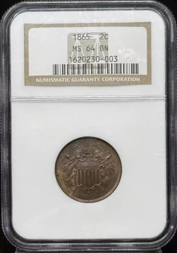 1865 Two cent piece NGC MS-64 BN