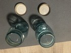 2 Antique Ball Perfect Mason Blue Pint Glass Jars  Zinc lids Vintage — photo 2