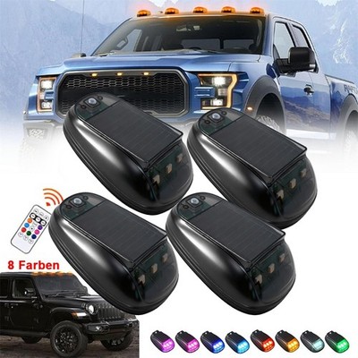 Solar Kabinenlichter LED Kabellos 8 Farben Wasserdicht Dachlichter LKW Schwarz
