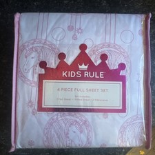 NEW NIP Kids Rule 4 Piece Full size kids sheet set pink geo unicorn set