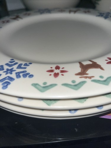 Set of 4 Pfaltzgraff Nordic Christmas 10.1/4" Dinner Plates Snowflakes Deer - Picture 2 of 4