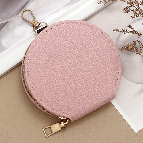 New Women's Zipper Wallet With Lychee Pattern Portable Mini Round Earphone B _pu - Picture 15 of 18