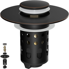 Universal Metal Bathroom Sink Stopper, Big Drain Outlet, Oil Rubbed Bronze Upg