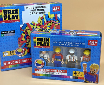 Brix Spiel Bausteine 50 Stück Set Bauarbeiter x2 verpackt versiegelt