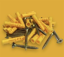 50Pcs Wall Plugs Set  Raw Drill Plugs Anchors and With Heavy Duty Screws Kit