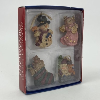 4-Teiliges Giftco Schneemann Und Freunde Weihnachts Harz Ornament Set NIB