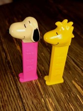 Lot of 2 Vtg Pez Dispensers Snoopy  Woodstock Peanuts Pat. 4.966.305 EUC