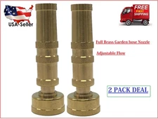 Solid Brass Garden Spray Nozzle 4" Adjustable Twist Water Hose USA Stock 2 PACK