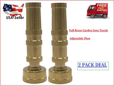 #ad #ad Solid Brass Garden Spray Nozzle 4quot; Adjustable Twist Water Hose USA Stock 2 PACK $8.98