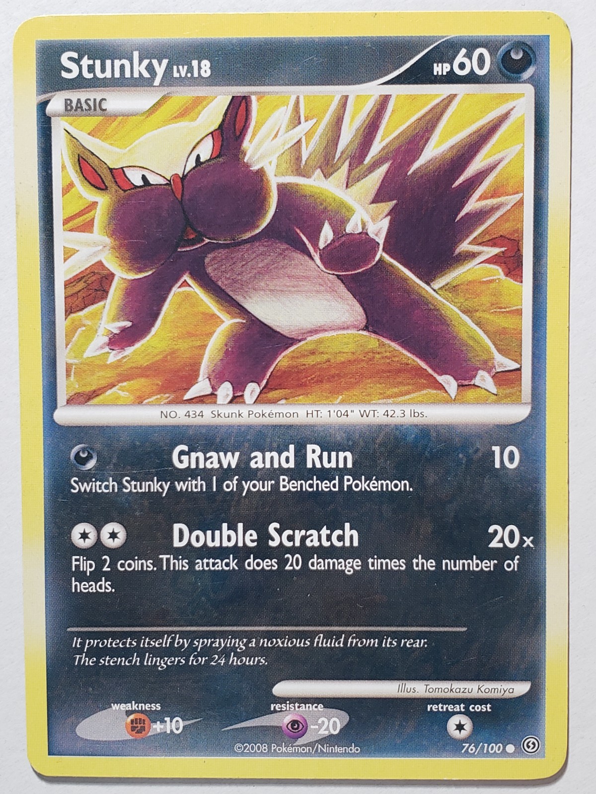 Stunky 76/100 LP  - Stormfront Pokemon Card - Tomokazu Komiya Art