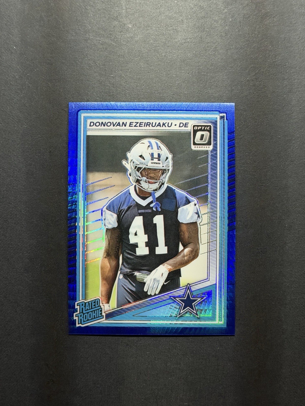 2025 Panini Donruss Optic - Rated Rookies Donovan Ezeiruaku Blue Hyper (RC) #230