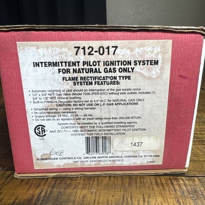 Robertshaw 712-017 Pilot Ignition System Natural Gas