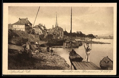 Offenbach a. M., Ansicht vom Obermain im Jahre 1887, Ansichtskarte 