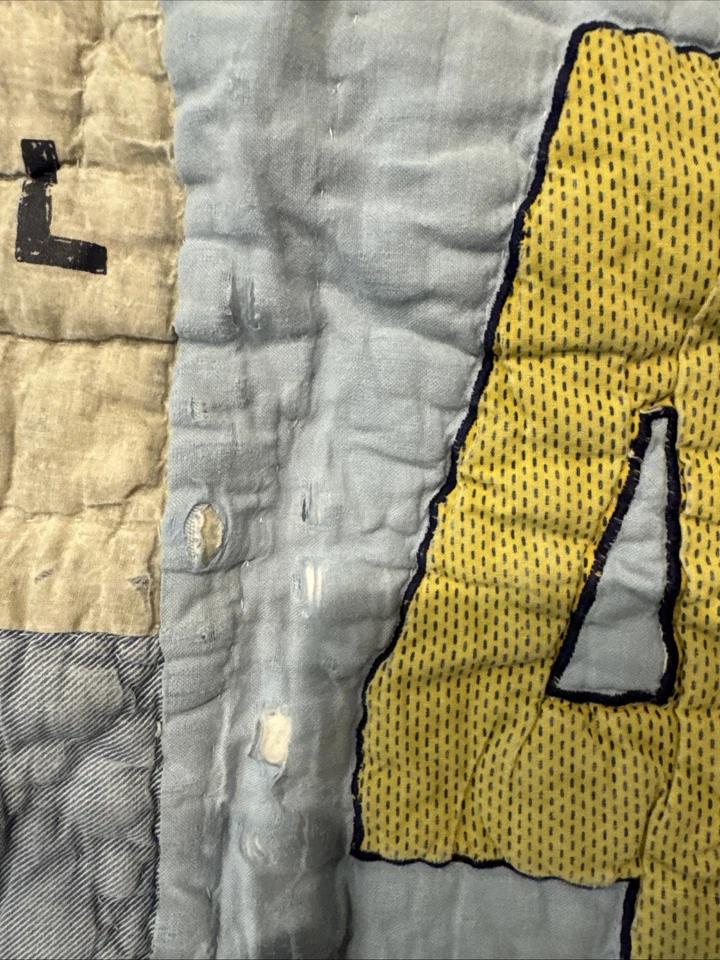 Pottery Barn Kids Sports Patchwork Quilt Comforter Full Size Blue Red Yellow - Image 3 of 4