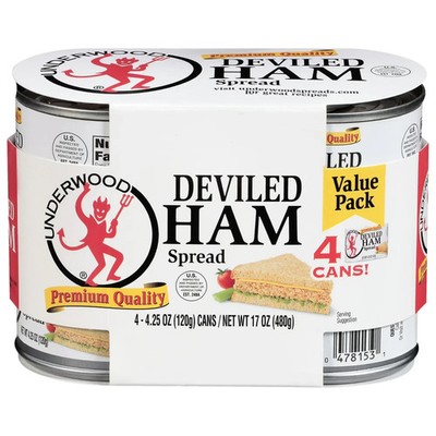 Underwood Deviled Ham Spread, 4.25 oz, 4 Count Cans
