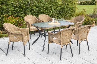 MX Gartenmöbel Ravenna Set 7tlg. Balkonmöbel Terrassenmöbel Gartengarnitur Tisch