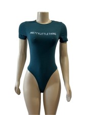 PrettyLittleThing Teal Ribbed Short Sleeve Bodysuit
