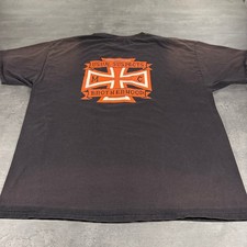 Vintage Motorcycle Club Shirt Mens 2XL Black Orange Faded Chrome Hearts Style