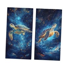 Toallas de mano de baño absorbentes cielo nocturno estrellado vida marina 28" L x 14" W tortuga marina
