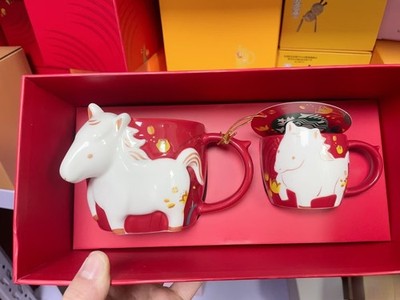 Starbucks 2026 China Year Of horse 12oz and 3oz Red Mug Set | eBay