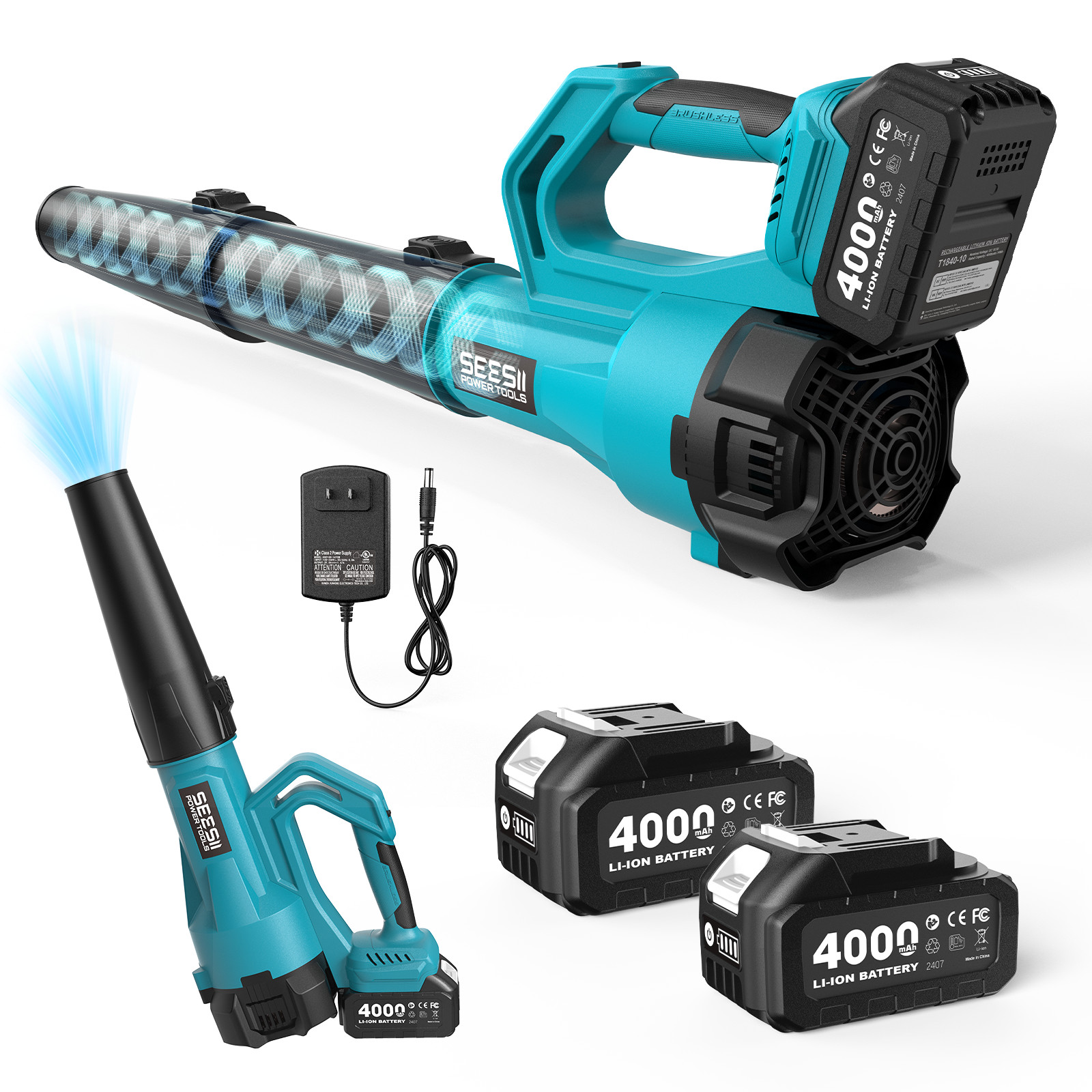 780cfm 400mph Charger Adjustable Strap 2x4000mah