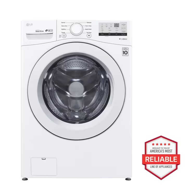 LG 4.5 Cu. Ft. Stackable Front Load Washer in White with Coldwash