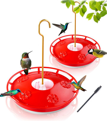 2 Pack Hummingbird Feeders 16oz Leak Proof Saucer Design with 5 Feeding Ports
