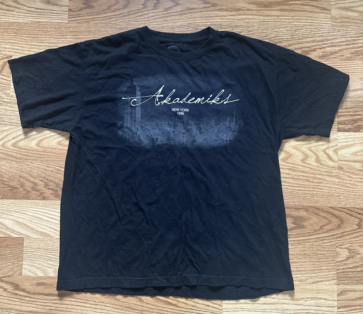 THE ACADEMY NEWYORK Ｔシャツ　XXＬ Akademiks New York Skyline T-Shirt XXL Y2K Hip Hop Baggy