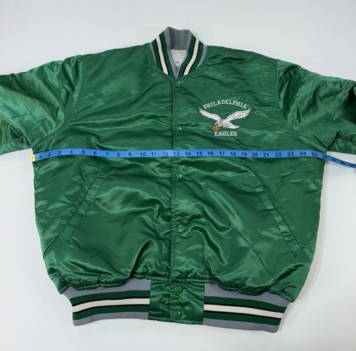 Chaqueta Bomber De Colección Años 80 90 Philadelphia Eagles Starter Satén Verde Kelly Para Hombres L - Imagen 12 de 13