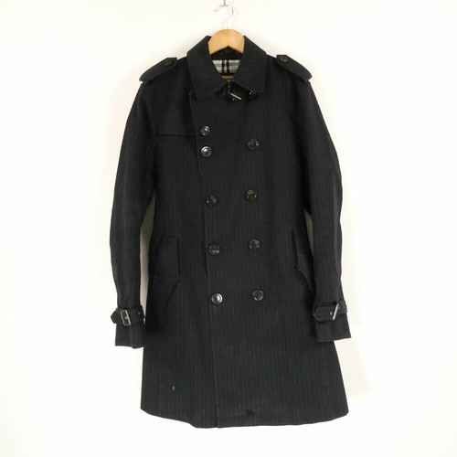 Burberry Black Label Trench Coat Ll Cotton 100 Stripe Stainless Steel Co