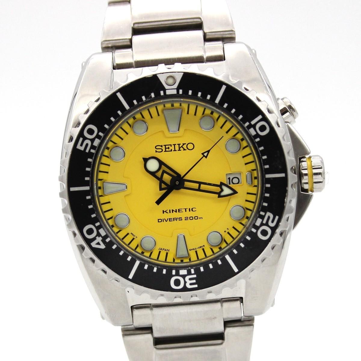 セイコー SEIKO 5M62-0CA0 自動巻き 腕時計 黒/黄色 Rare Yellow! [Exc+5] SEIKO KINETIC 5M62-0BL0 Men's Watch From