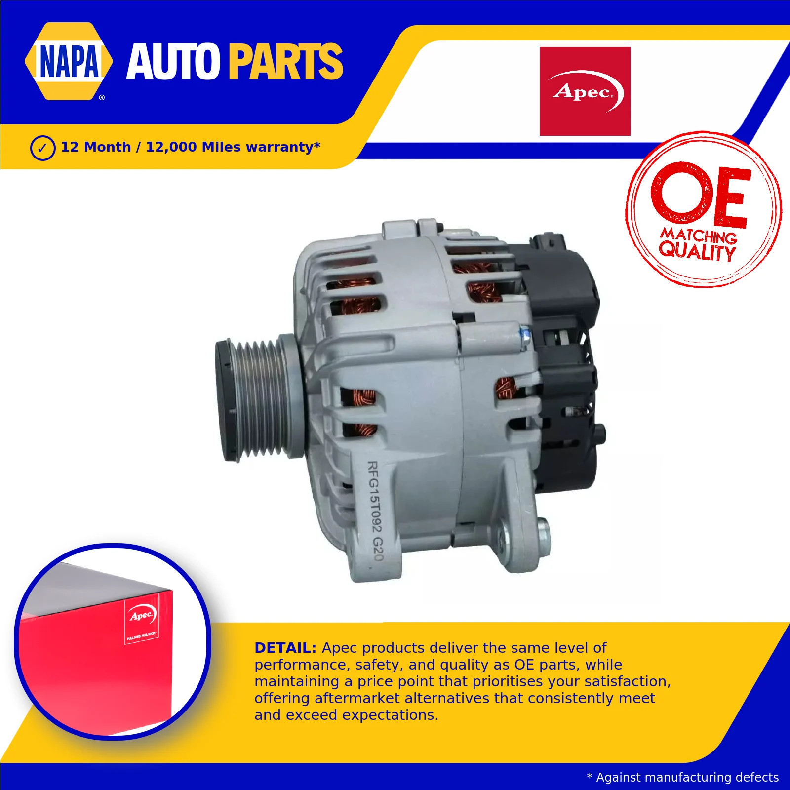 Alternator AAL2114 Apec 1610815380 9678178280 Genuine Top Quality Guaranteed New