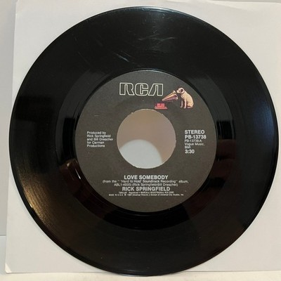 RICK SPRINGFIELD - Love Somebody / Lost Art (1984) - 7'' Vinyl Record 45RPM - VG+