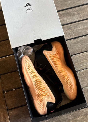 adidas AE 1 J Basketball Shoes Orange Black Unisex Kids US 5.5 Synthetic