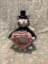 Vintage Lacombe Tuxedo Black Cat Holding Heart Picture Frame 2003