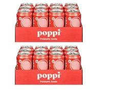 Poppi ,Classic Cola 12 Fl Oz, 2 Packs of 12 cans (24 Cans)