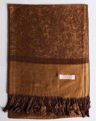 NEW FASHION JACQUARD PAISLEY PASHMINA SCARF/WRAP/SHAWL-- TORTILL BROWN - Picture 2 of 6