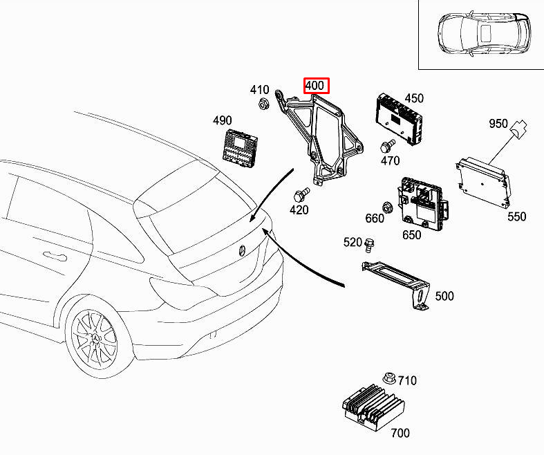 Neu MERCEDES-BENZ CLA C117 Halterung für Steuergerät hinten rechts A1175400140
