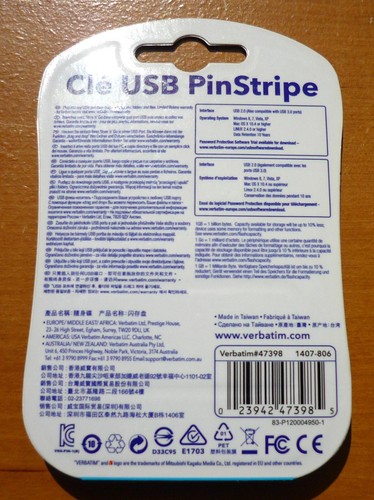 Verbatim 8GB Pinstripe USB Flash Drive - Metallic Blue - NEW/SEALED - Picture 2 of 2
